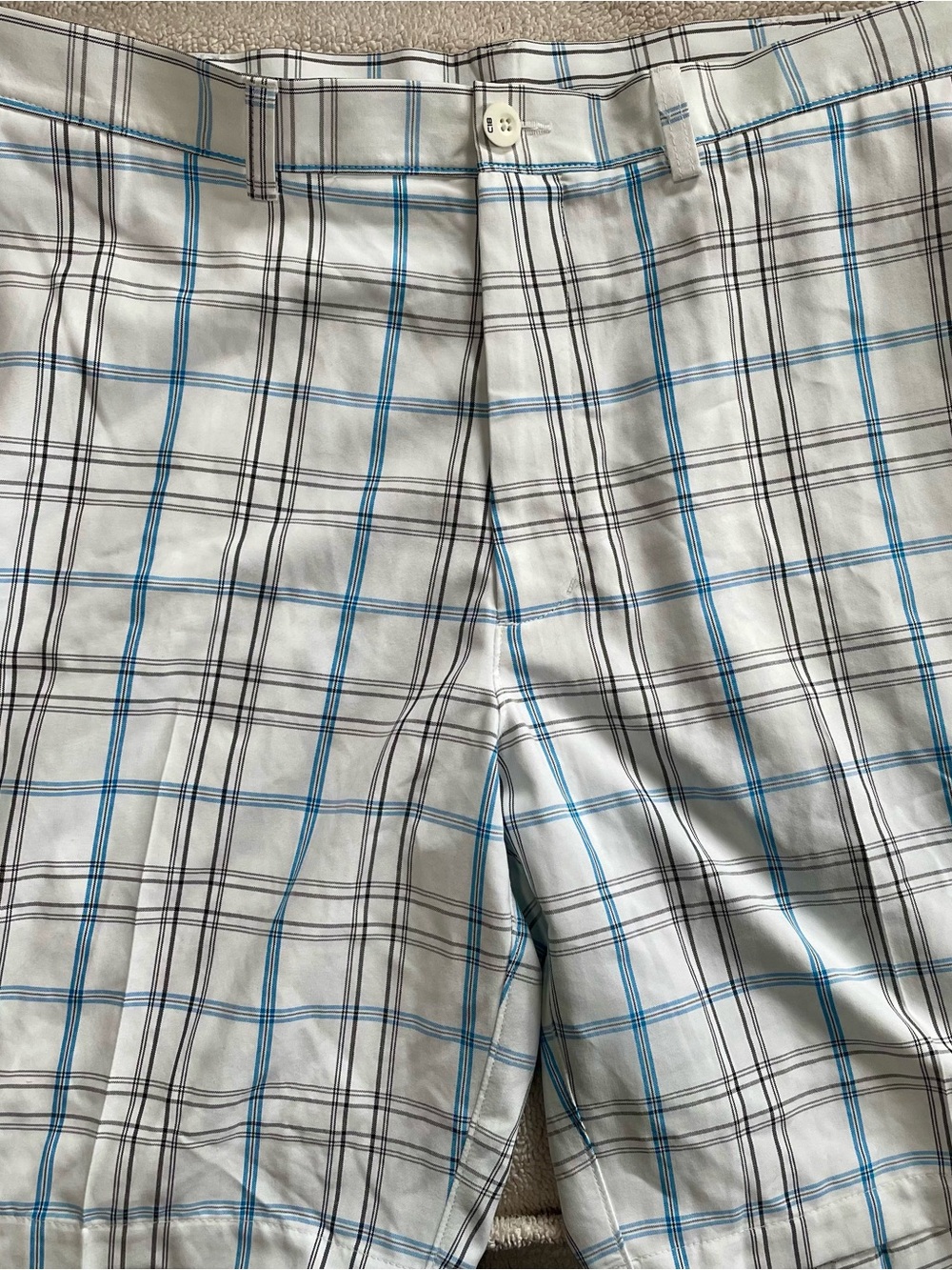 NWT: Size 40 Haggar Cool 18 Pro Plaid Golf Shorts Blue White Plaid